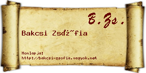 Bakcsi Zsófia névjegykártya